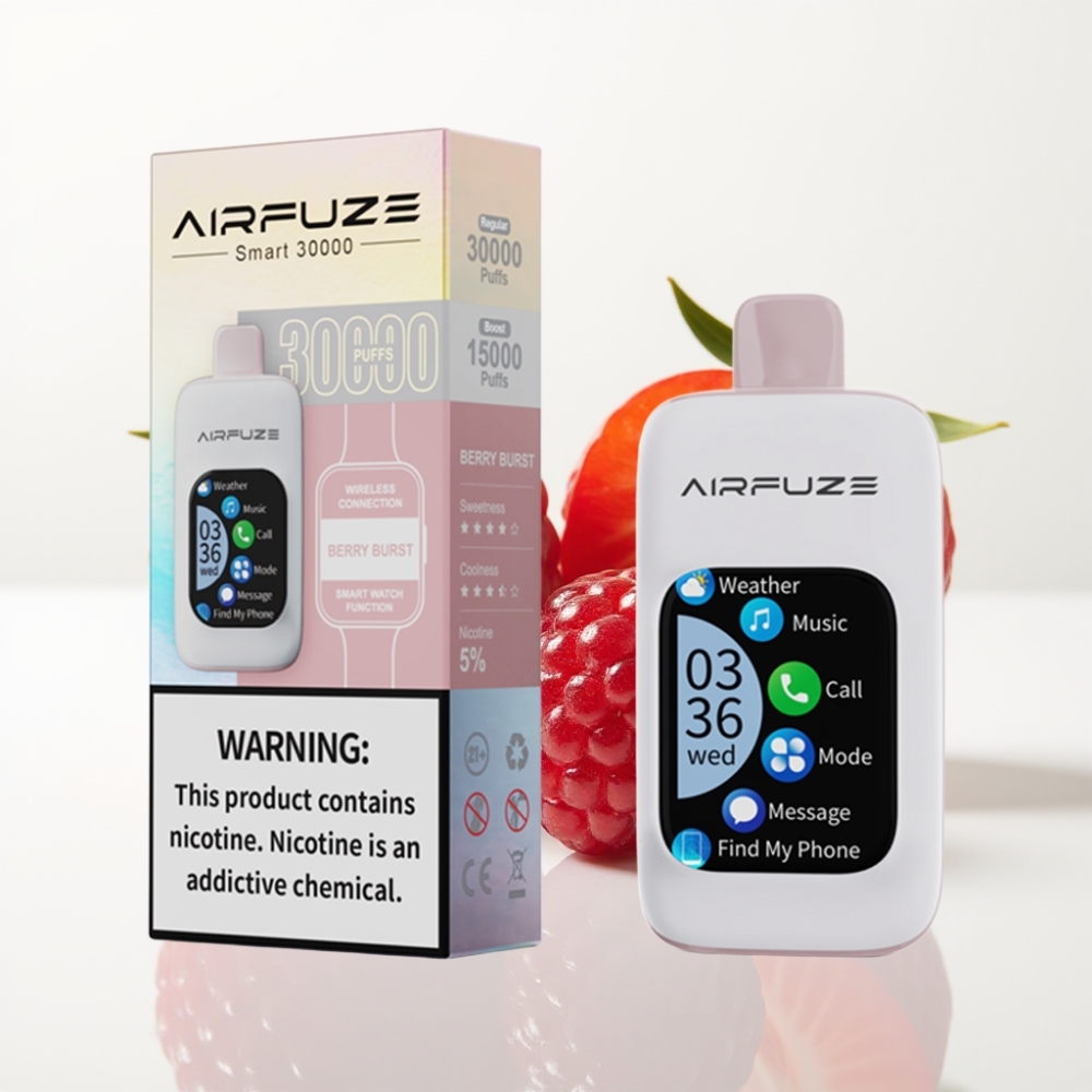 AirFuze Smart 30000 Puffs Disposable Pod - Berry Burst (Explosión de Bayas) Pantalla Táctil Tipo-C