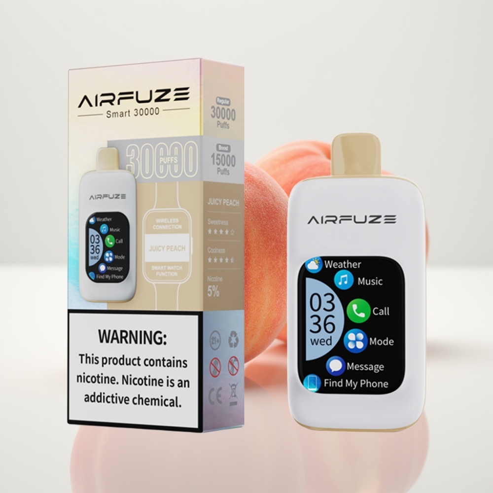 AirFuze Smart 30000 Puffs Disposable Pod - Melocotón Jugoso Pantalla Táctil Tipo-C