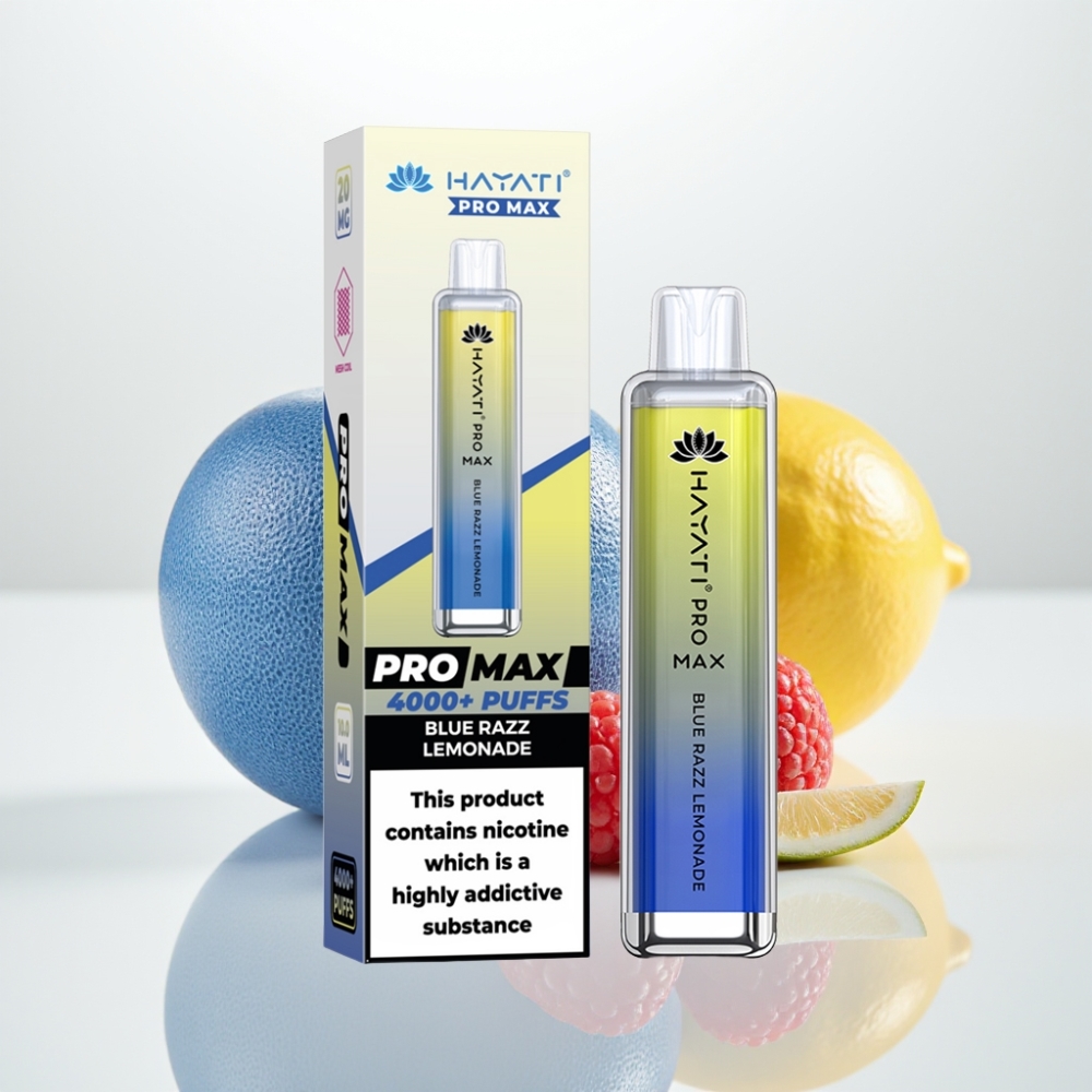 Hayati Pro Max 4000 Puffs Vape Desechable Limonada Frambuesa Azul Recargable
