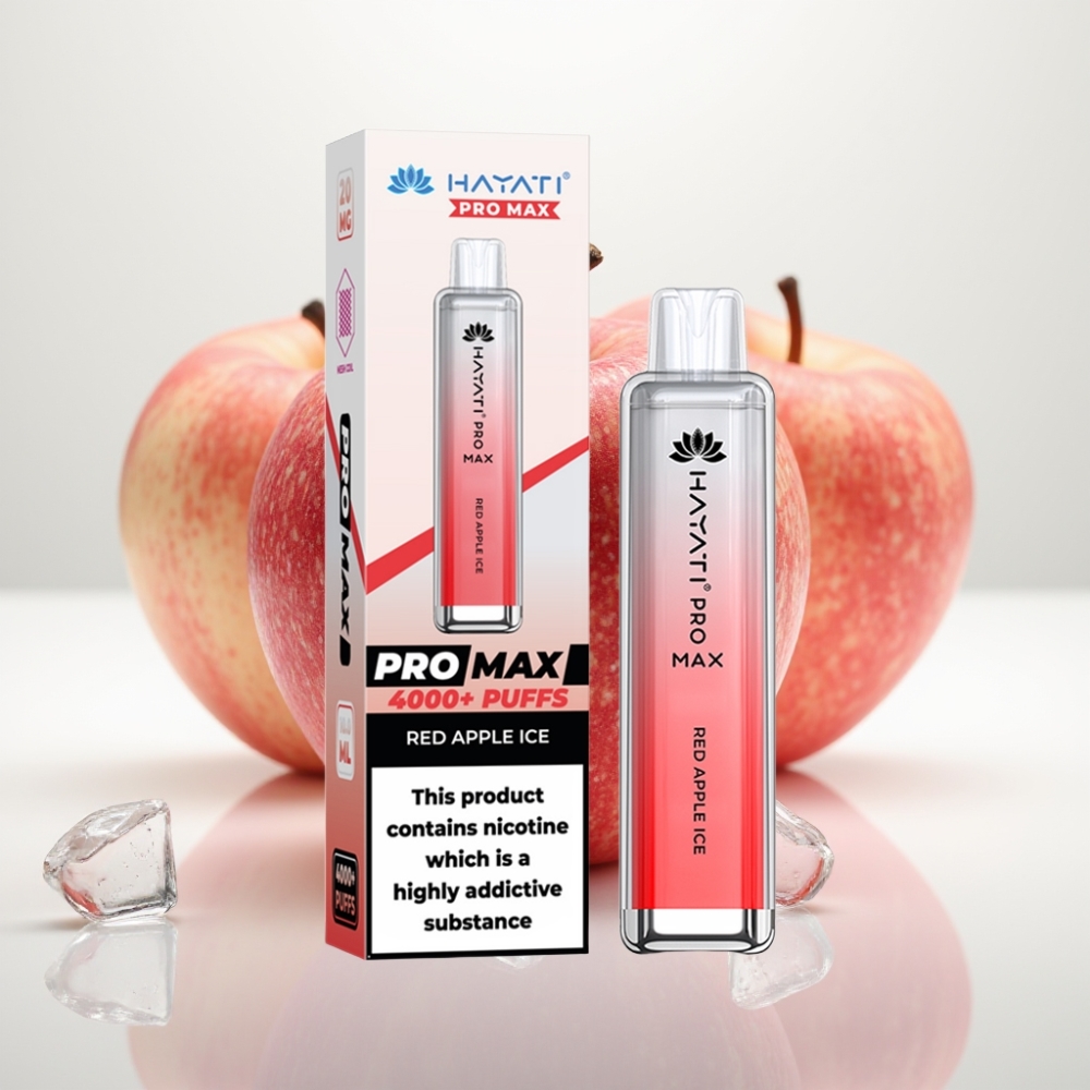 Hayati Pro Max 4000 Puffs Vape Desechable Manzana Roja Hielo con Batería Recargable