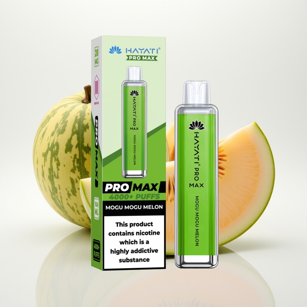 Hayati Pro Max 4000 Puffs Vape Desechable Recargable - Mogu Mogu Melón - 5 Nicotina - 1400mAh