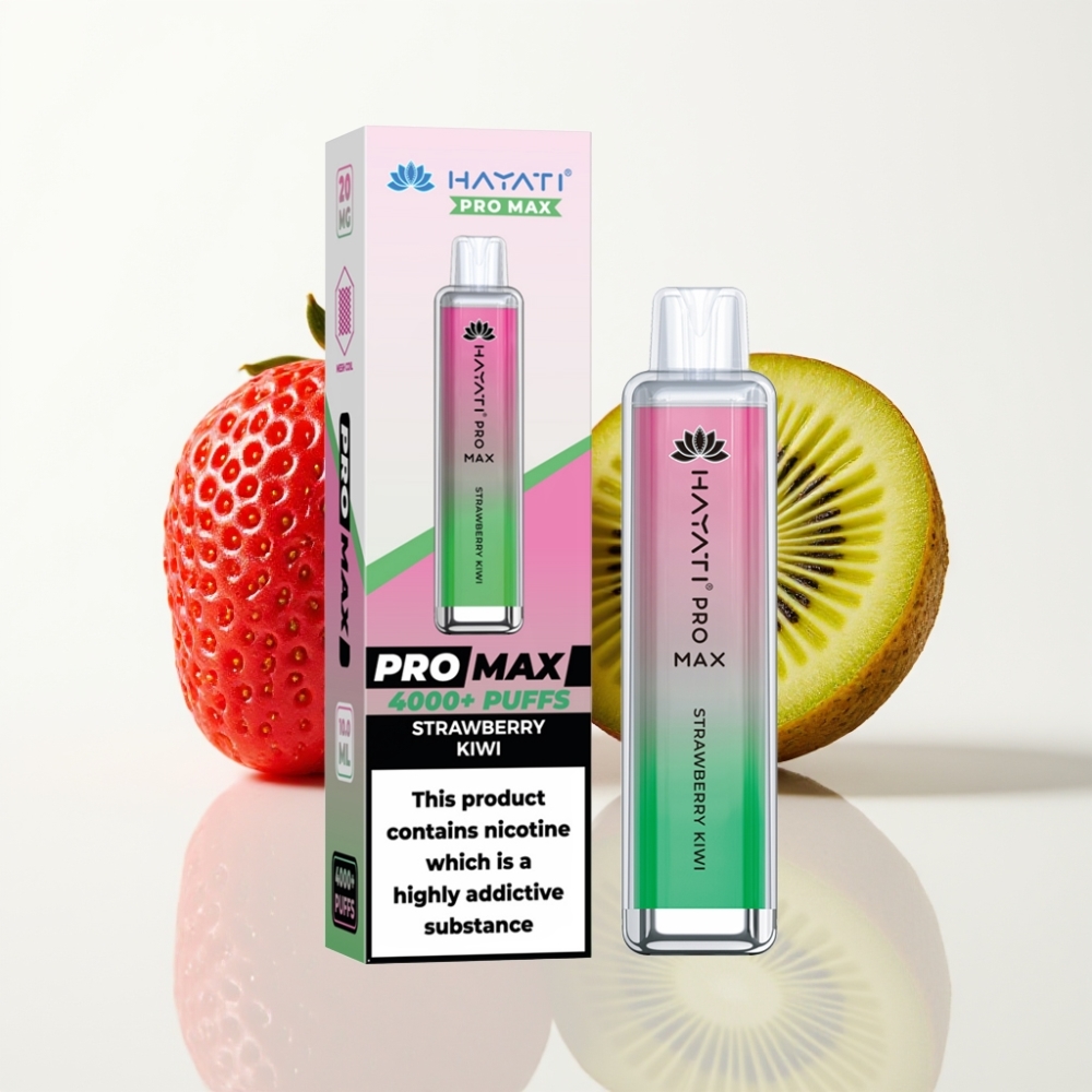 Hayati Pro Max 4000 Puffs Vape Desechable Recargable Fresa Kiwi LED 1400mAh