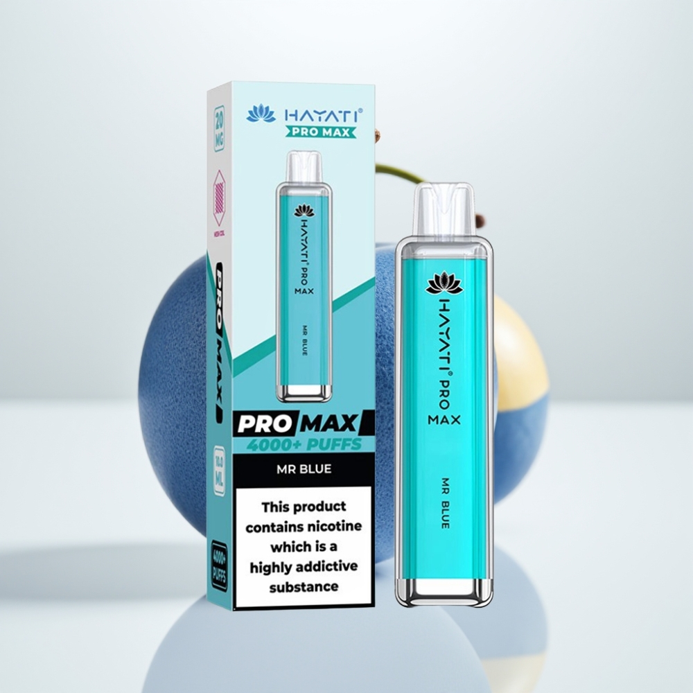 Hayati Pro Max 4000 Puffs Vape Desechable Recargable Mr Azul – Dual Mesh Coil