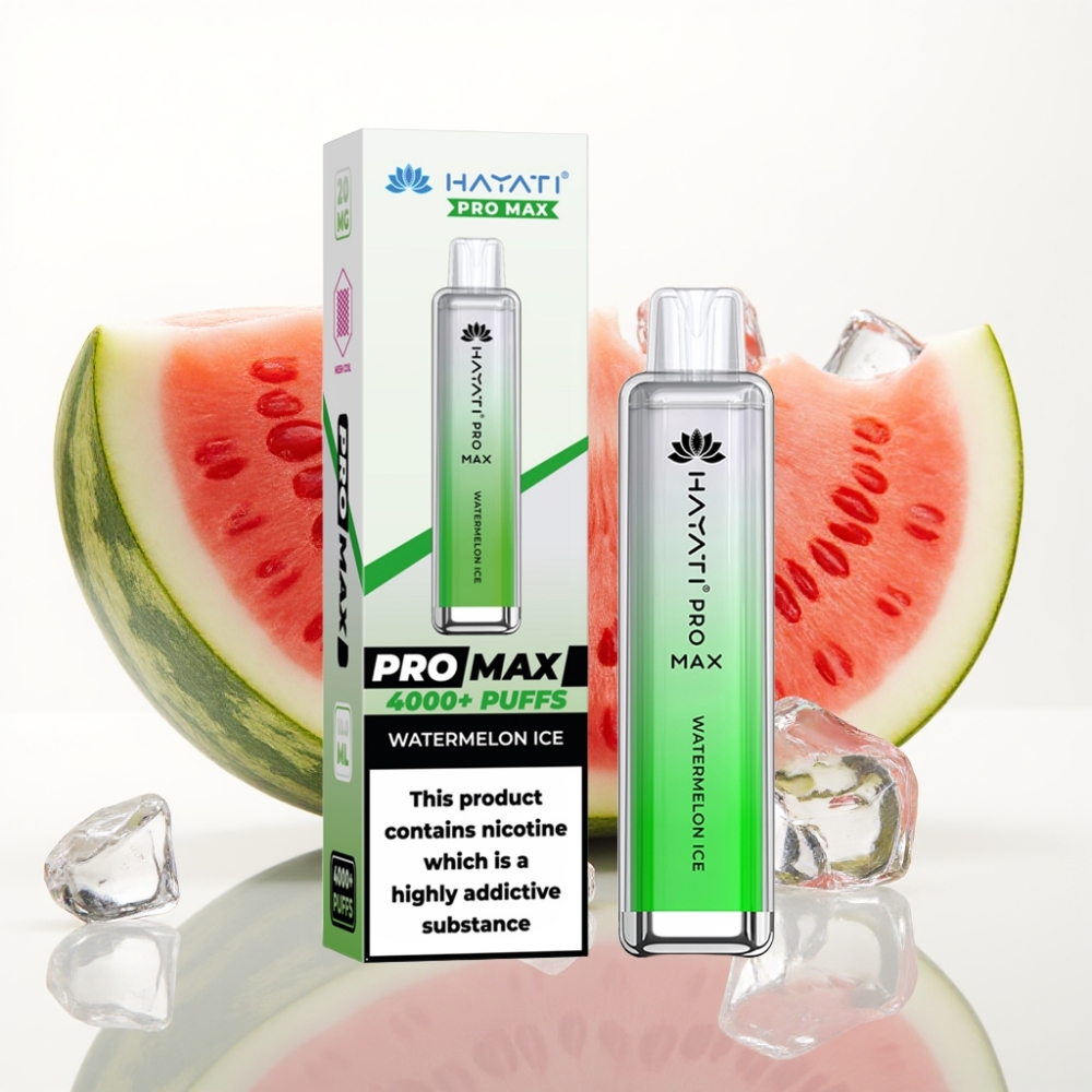 Hayati Pro Max 4000 Puffs Vape Desechable Recargable Sabor Sandía Helada con Batería 1400mAh