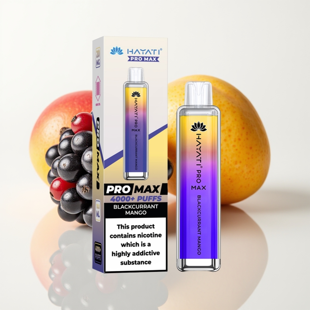 Hayati Pro Max 4000 Puffs Vape Desechable Recargable con Mango y Grosella Negra