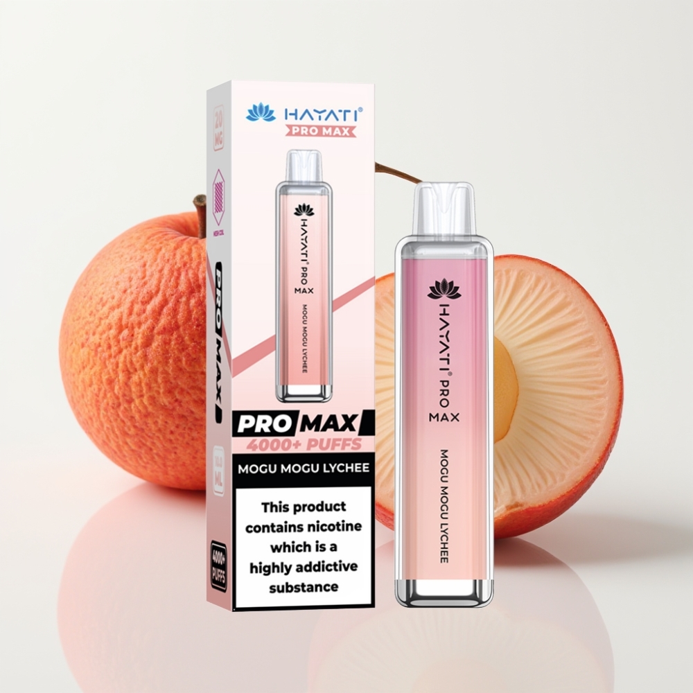 Hayati Pro Max 4000 Puffs Vape Desechable Recargable con Sabor Lichi Mogu Mogu y Batería 1400mAh