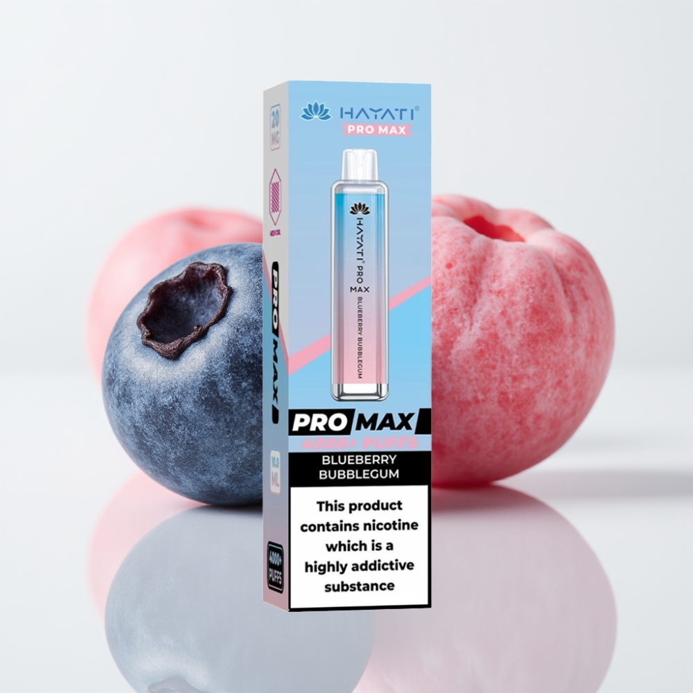 Hayati Pro Max 4000 Puffs Vape Desechable Recargable con Sabor a Chicle de Arándano