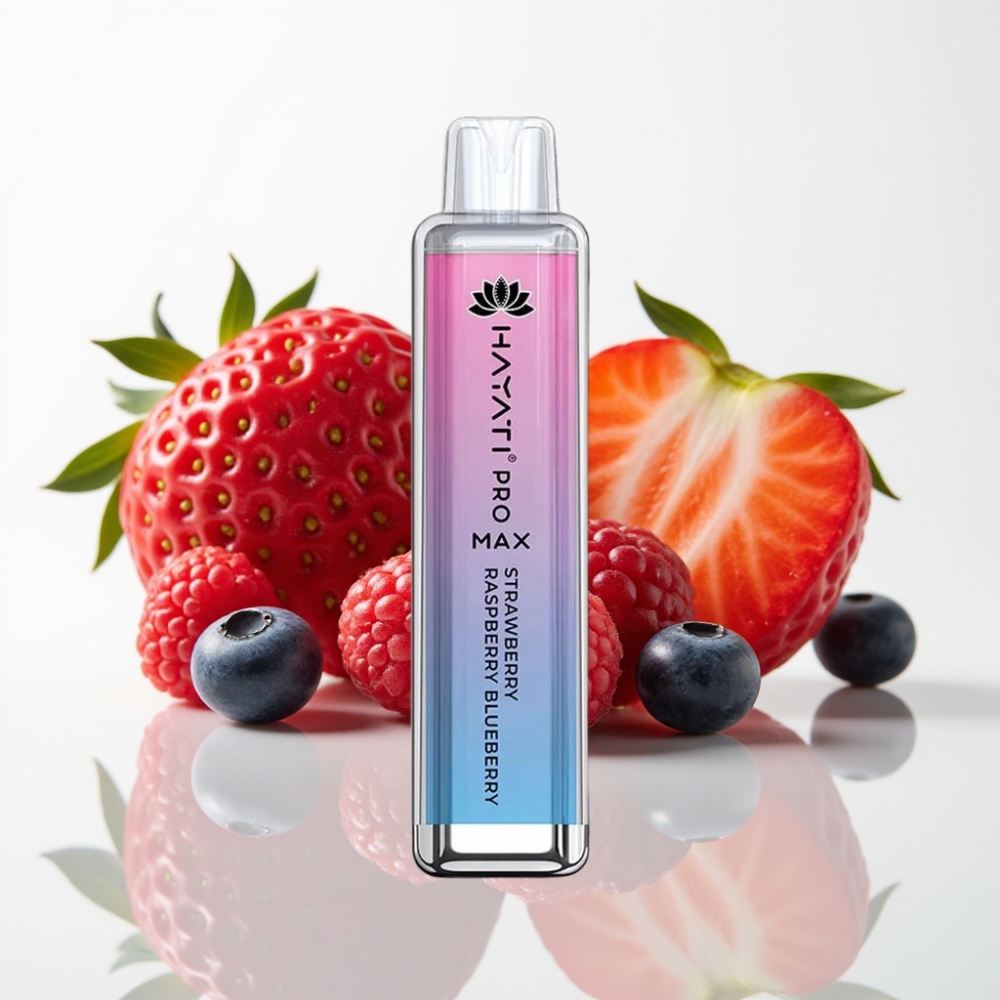 Hayati Pro Max 4000 Puffs Vape Desechable Recargable con Sabor a Fresa Frambuesa Arándano