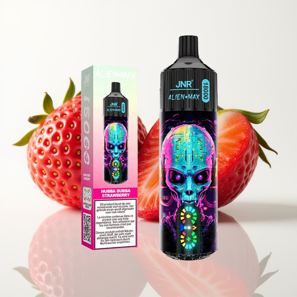 JNR Alien Max 18000 Puffs - Fresa Hubba Bubba Pantalla LED Doble Malla Tipo-C