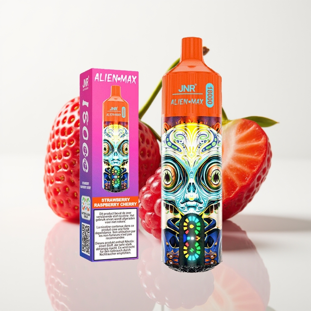 JNR Alien Max 18000 Puffs - Pantalla LED Doble Malla Fresa Frambuesa Cereza
