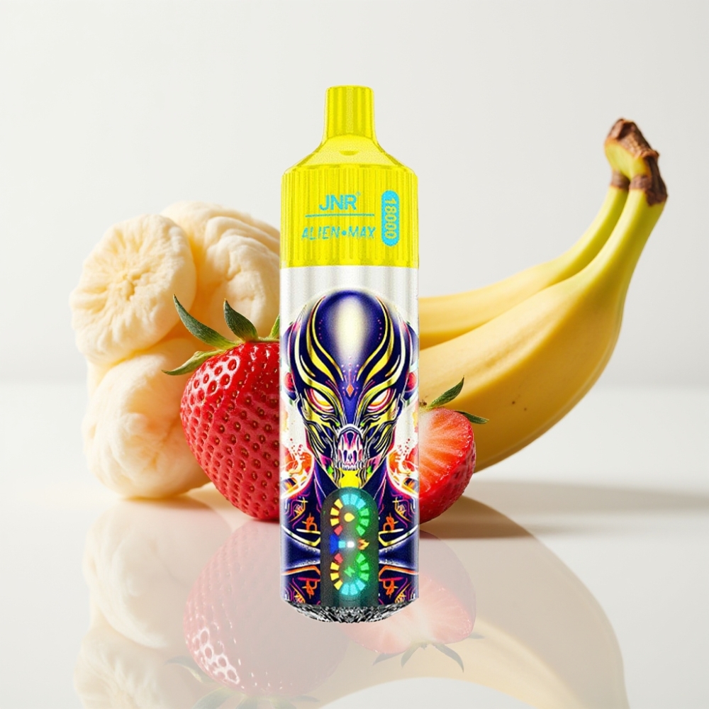 JNR Alien Max 18000 Puffs Vape Fresa Plátano - Pantalla LED Doble Malla Tipo-C
