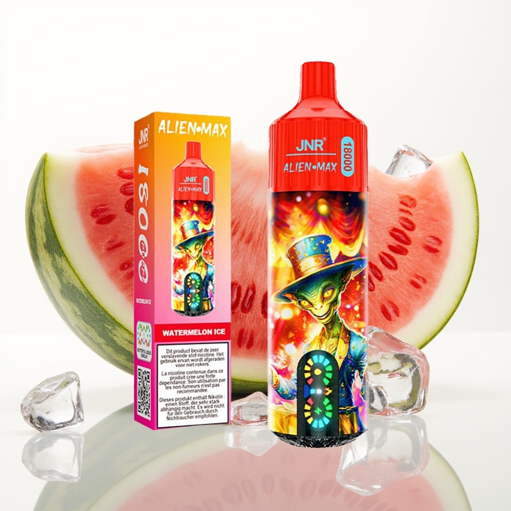 JNR Alien Max 18000 Puffs Vape Sabores Sandía Helada - LED Dual Mesh Tipo-C