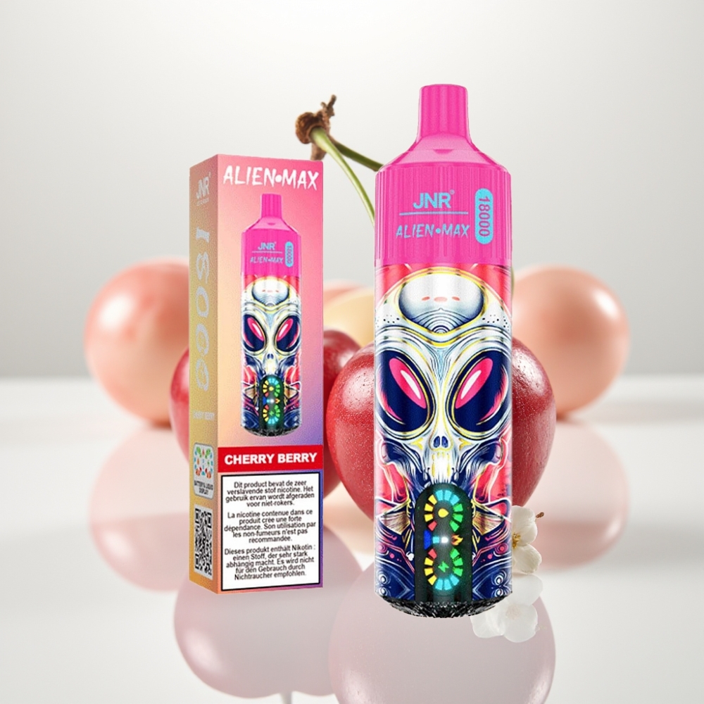 JNR Alien Max 18000 Puffs con Cereza y Baya Pantalla LED Doble Malla