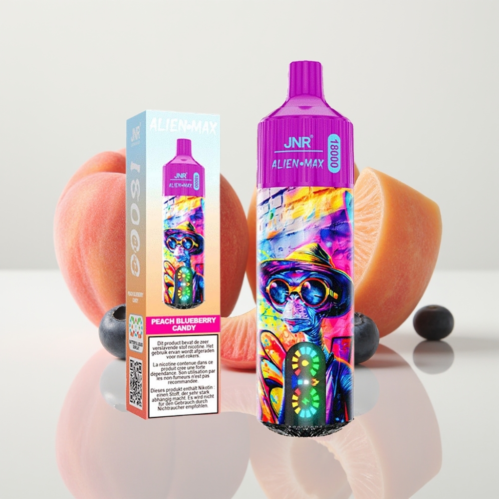 JNR Alien Max 18000 Puffs con Pantalla LED y Doble Malla - Durazno Arándano