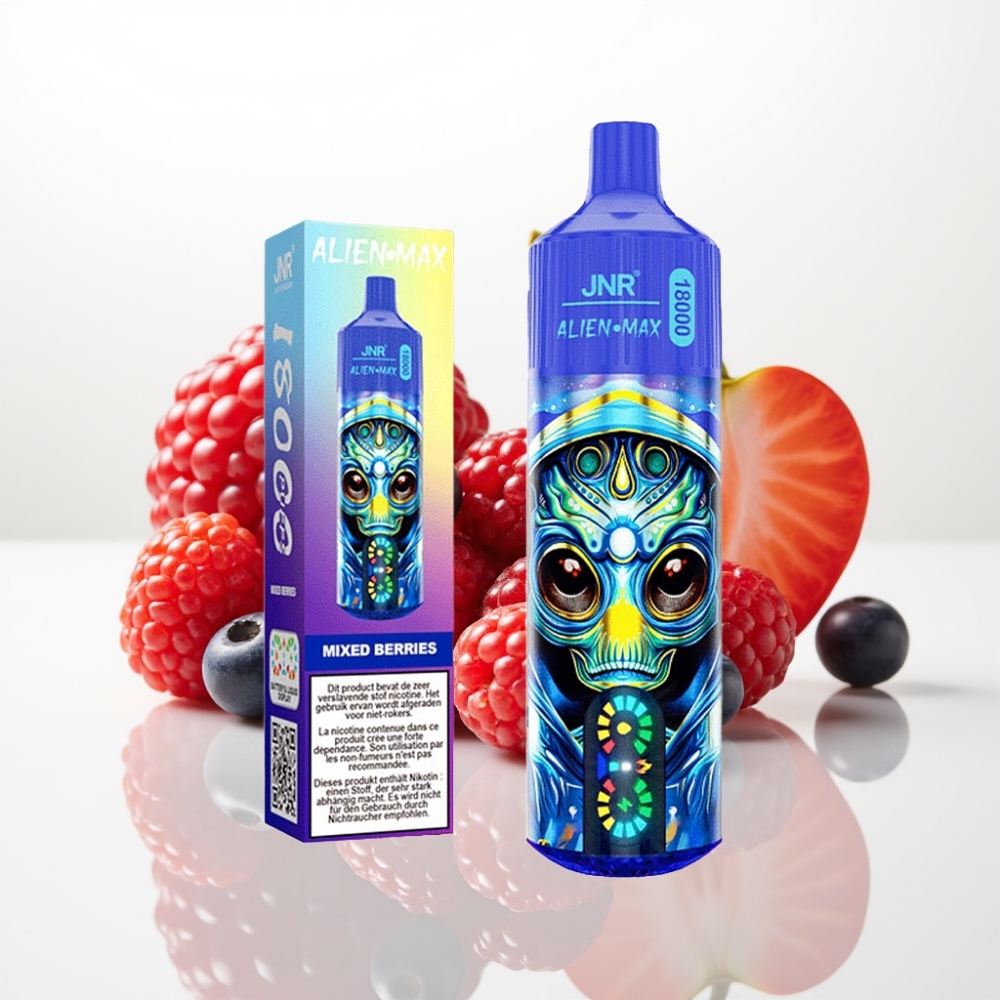 JNR Alien Max 18000 Puffs – Pantalla LED Doble Malla Bayas Mixtas Carga Rápida USB-C