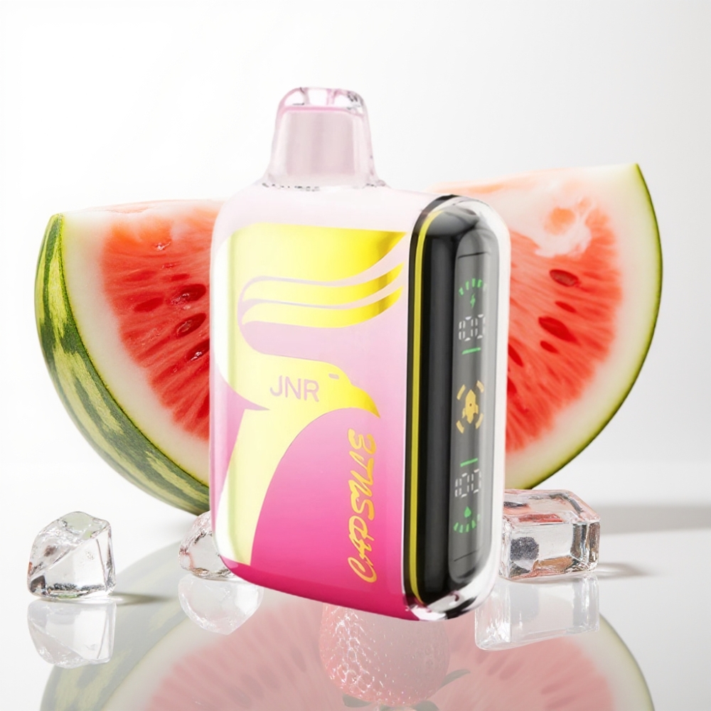 JNR Capsule 15000 Puffs Fresa Sandía Helada – 20ml Doble Malla Pantalla LED
