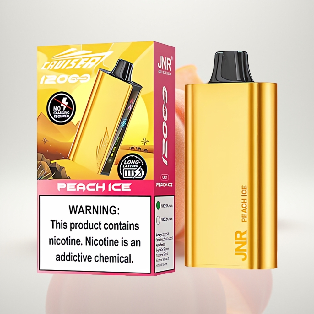 JNR Cruiser 12000 Puffs Sin Carga Vape Desechable Melocotón Hielo - Batería 3500mAh Pantalla Animada Cuerpo de Aluminio