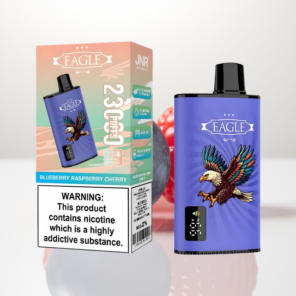 JNR EAGLE Smart 23000 Puffs Vape Desechable con Pantalla Digital y Arándano Frambuesa Cereza
