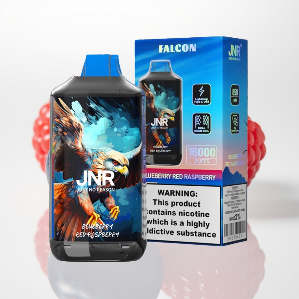 JNR Falcon 16000 Puffs Vape Desechable Arándano Frambuesa Roja – 22ml Doble Malla Tipo C