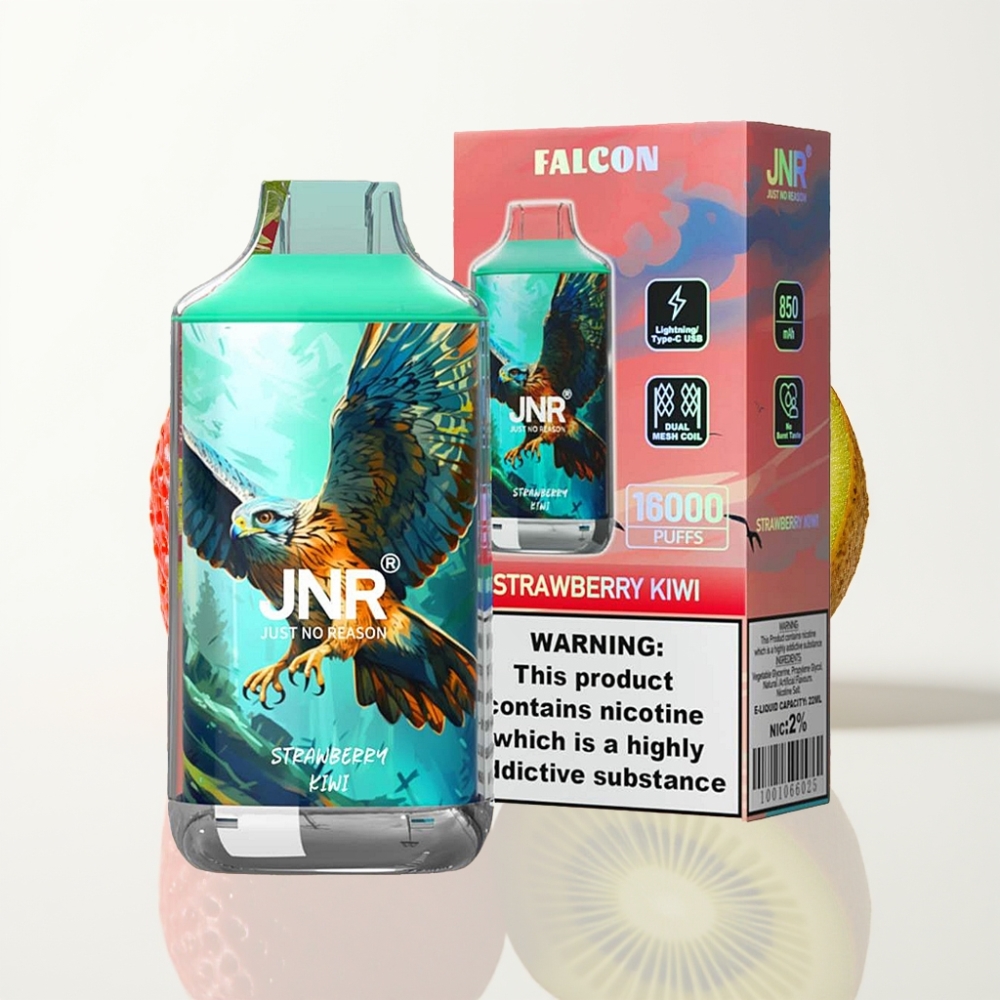 JNR Falcon 16000 Puffs Vape Desechable Fresa Kiwi Dual Mesh 22ml Tipo C