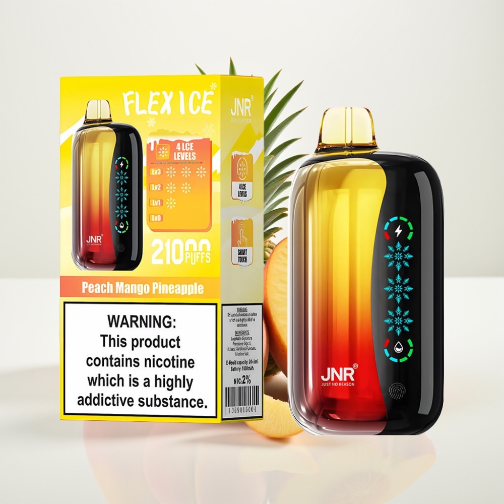 JNR Flex Ice 21000 Puffs Vape Desechable - Durazno Mango Piña Ajuste de Hielo Pantalla Táctil