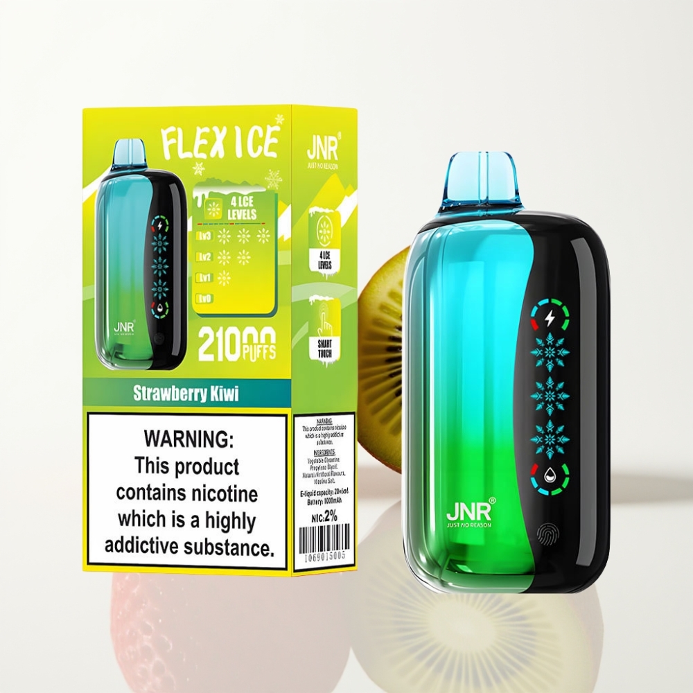 JNR Flex Ice 21000 Puffs Vape Desechable Fresa Kiwi con Pantalla Táctil y Ajuste de Hielo