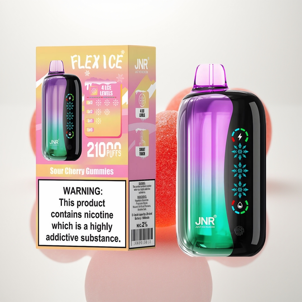 JNR Flex Ice 21000 Puffs Vape Desechable con Cerezas Ácidas y Ajuste de Hielo