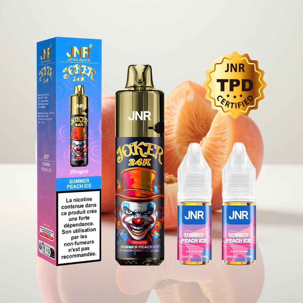 JNR Joker 24K Puffs Recargable - 2+10ml Durazno Helado Luz LED 800mAh