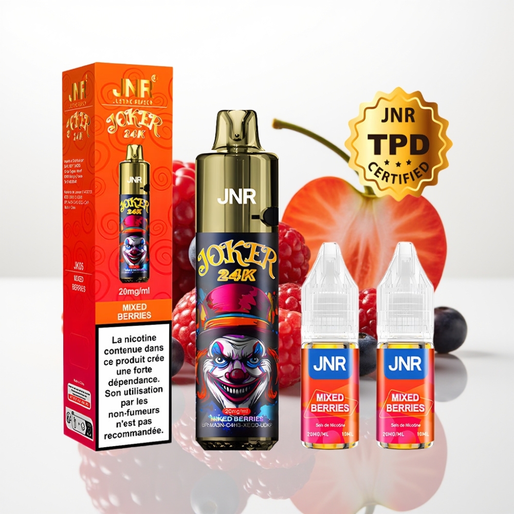 JNR Joker 24K Puffs Recargable - Bayas Mixtas 10ml 800mAh Tipo-C