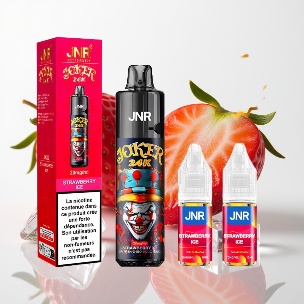 JNR Joker 24K Puffs Recargable - Fresa Helada 10ml 800mAh Tipo-C
