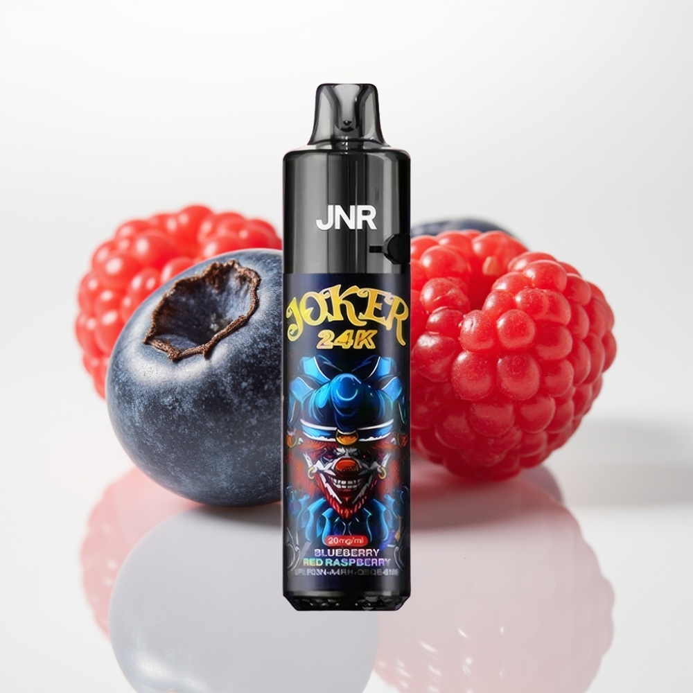 JNR Joker 24K Puffs Vape Desechable Recargable con Luz LED y Tipo-C – Arándano Frambuesa Roja