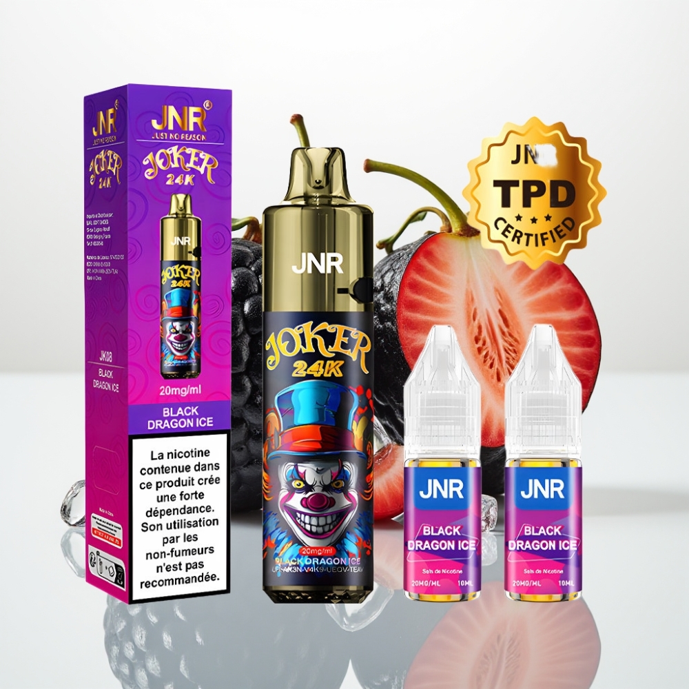 JNR Joker 24K Puffs Vape Recargable – Dragón Negro Hielo 24000 Puffs 2 Nicotina