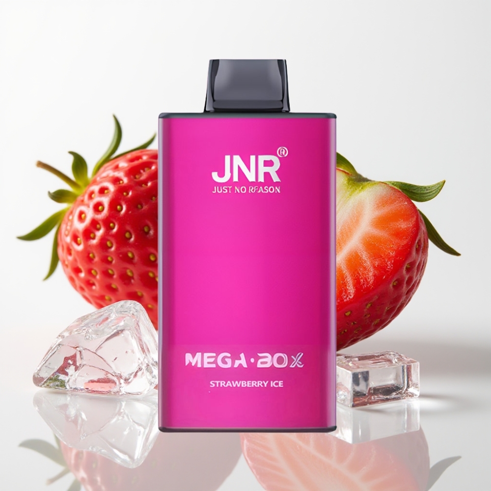 JNR Mega Box 25000 Puffs Vape Desechable Fresa Helada con Doble Malla y Carga Rápida