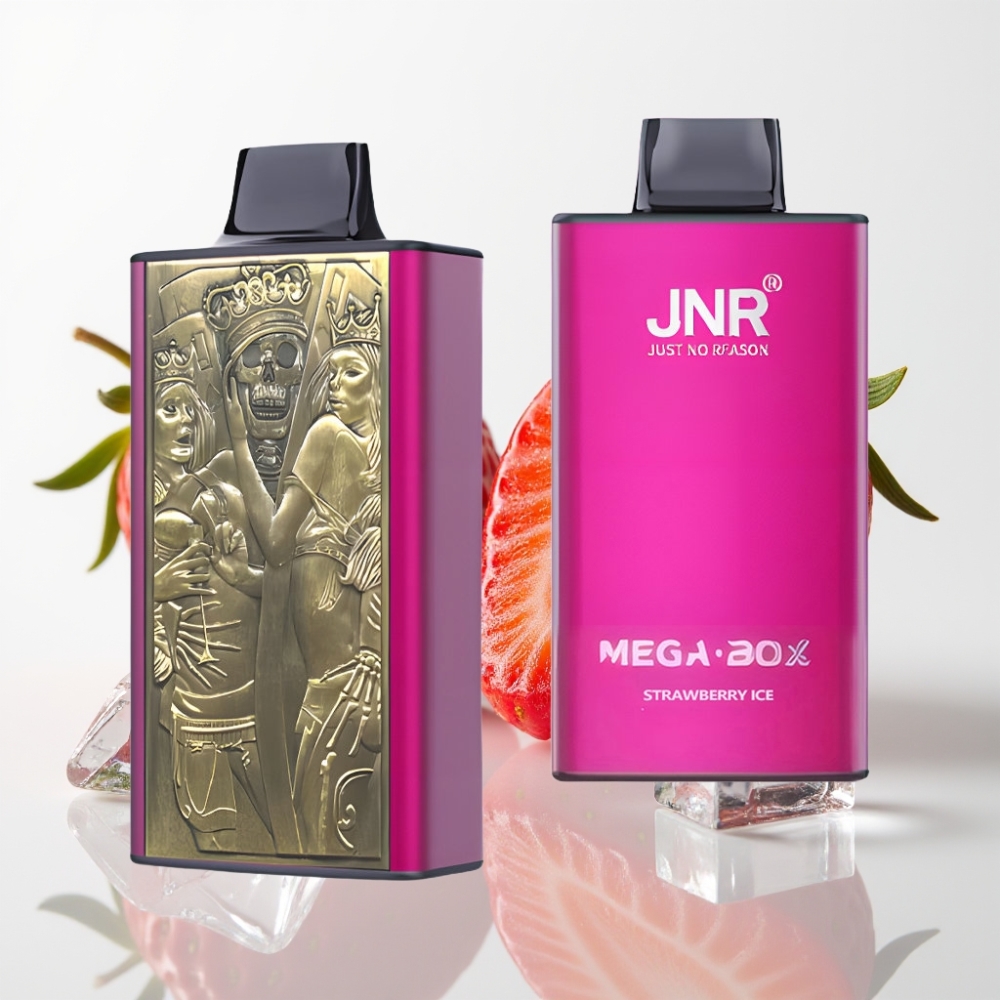 JNR Mega Box 25000 Puffs Vape Desechable Fresa Helada con Doble Malla y Carga Rápida