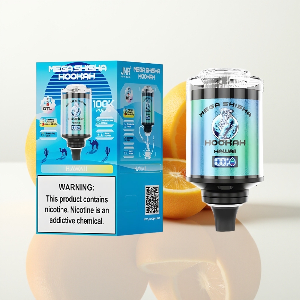 JNR Mega Shisha Hookah 100K Compatibilidad de Escritorio - Hawaii 60ml 2200mAh