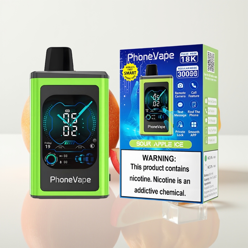 JNR PhoneVape 30000 Caladas Recargable con Manzana Ácida Helada y Tipo-C