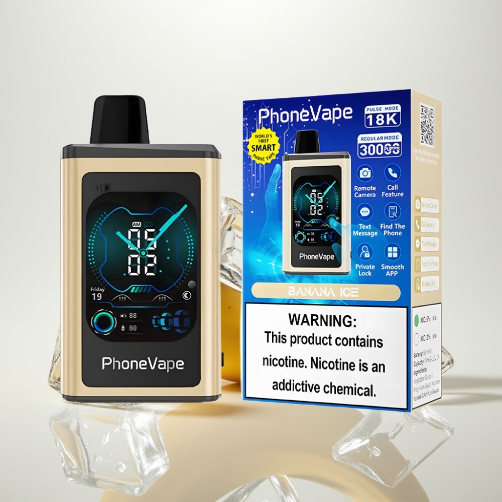 JNR PhoneVape 30000 Caladas Recargable con Pantalla y Modo Turbo - Banana Ice