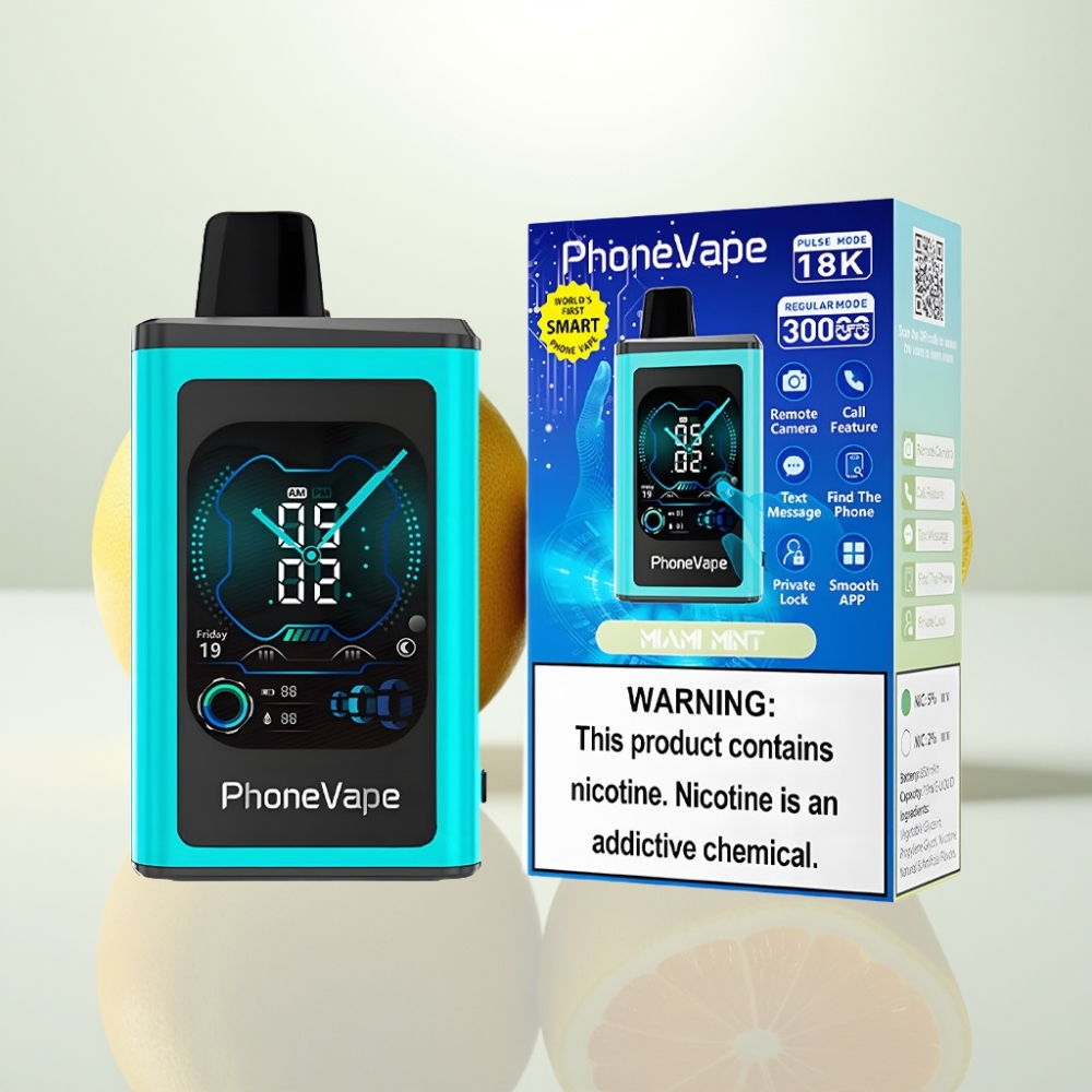 JNR PhoneVape 30000 Caladas Recargable con Turbo y Menta Miami