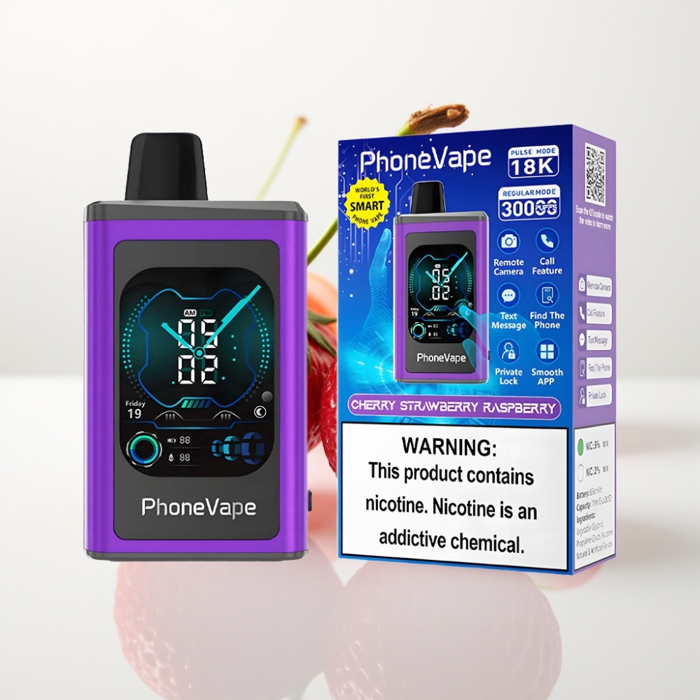 JNR PhoneVape 30000 Puffs Recargable con Cereza Fresa Frambuesa y Modo Turbo