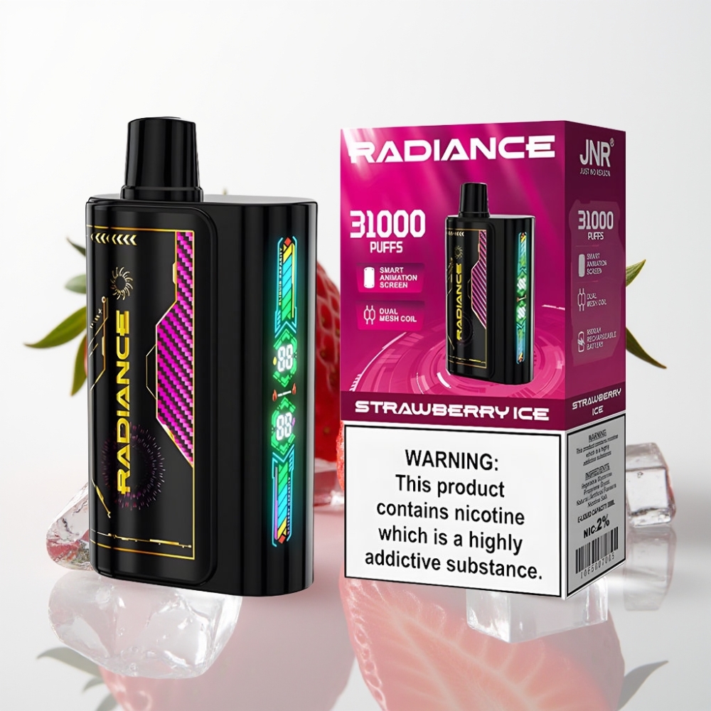 JNR Radiance 31000 Puffs Vape Desechable Fresa Helada con Pantalla Animada y Batería Recargable