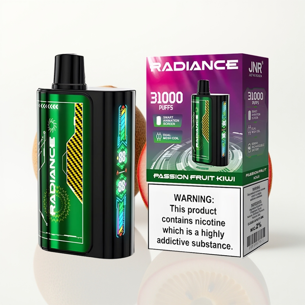 JNR Radiance 31000 Puffs Vape Desechable Maracuyá Kiwi con Pantalla y Doble Bobina