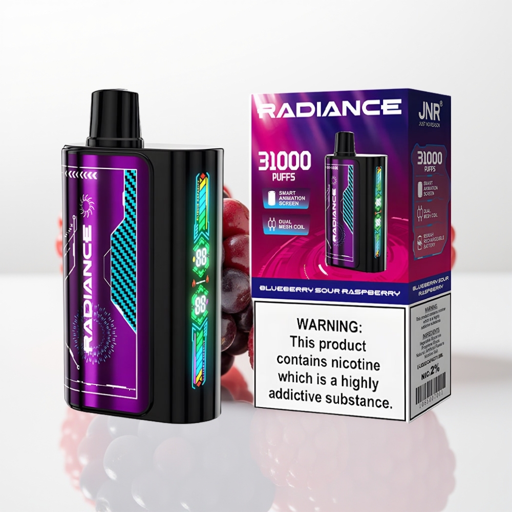 JNR Radiance 31000 Puffs Vape Desechable con ARÁNDANO FRAMBUESA ÁCIDA 28ml Dual Mesh
