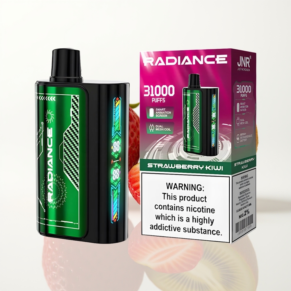 JNR Radiance 31000 Puffs Vape Recargable con Pantalla y Doble Malla Fresa Kiwi