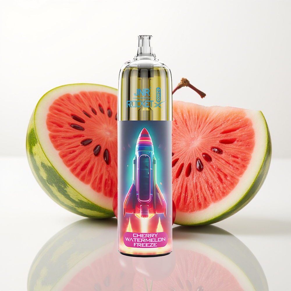 JNR Rocket-X 12400 Puffs Vape Desechable con Aire Ajustable y Luz RGB Sabor Cereza Sandía Helada