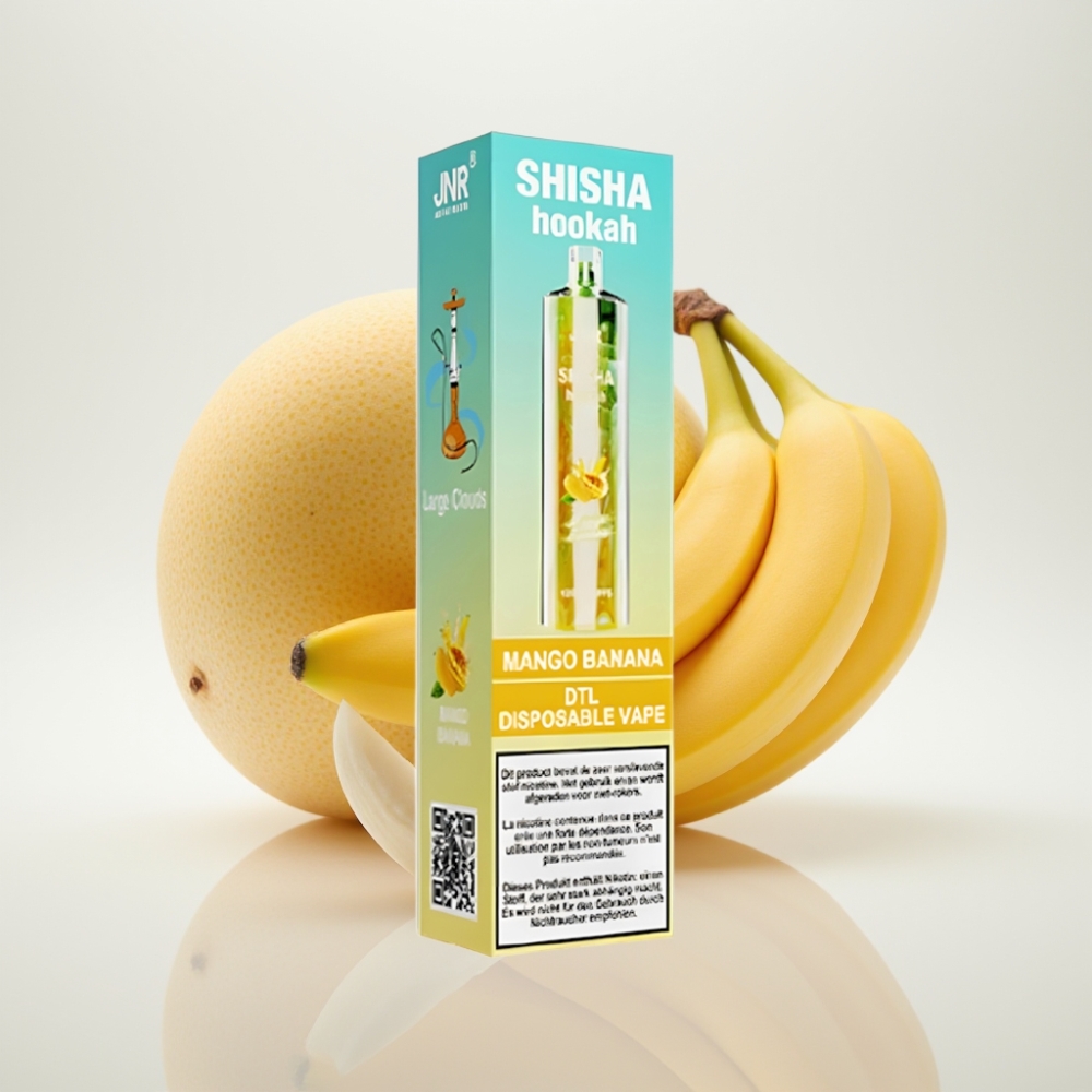 JNR Shisha Hookah 12000 Puffs Vape Desechable Mango Plátano - 750mAh 24ml Tipo-C