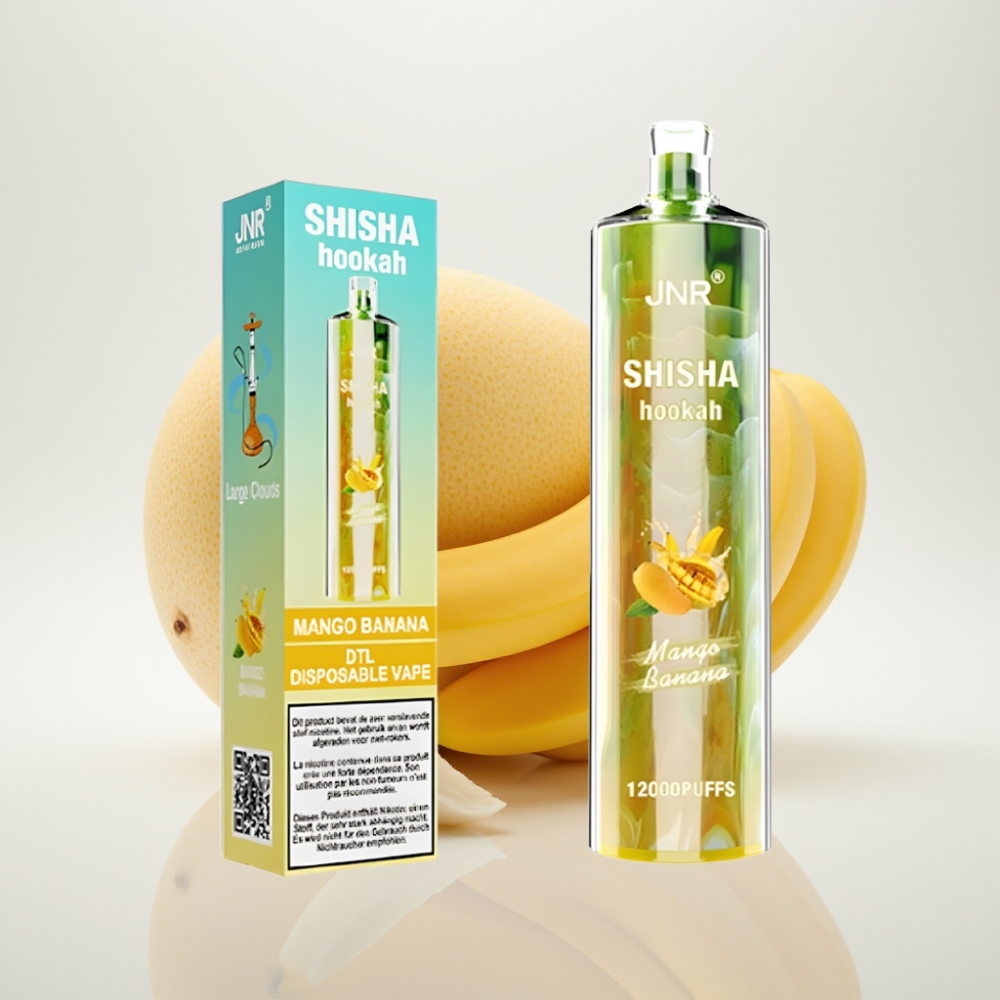 JNR Shisha Hookah 12000 Puffs Vape Desechable Mango Plátano - 750mAh 24ml Tipo-C