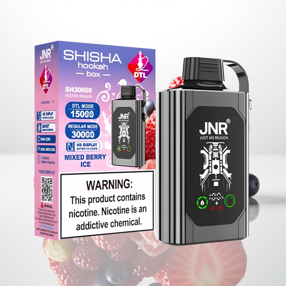 JNR Shisha Hookah Box 20500 Puffs - Baya Mixta Helada Pantalla HD Doble Malla