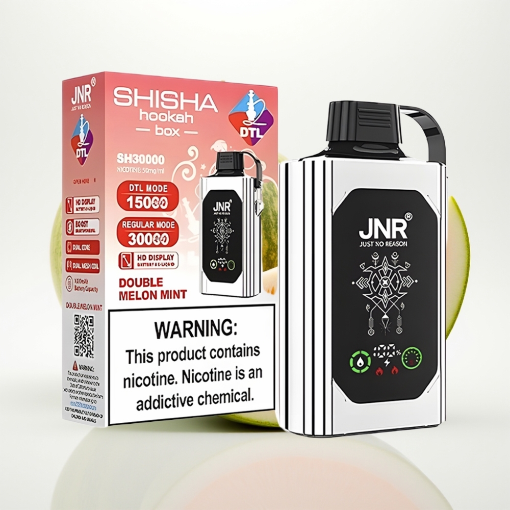 JNR Shisha Hookah Box 20500 Puffs - Doble Melón Menta HD Display 25ml Tipo-C