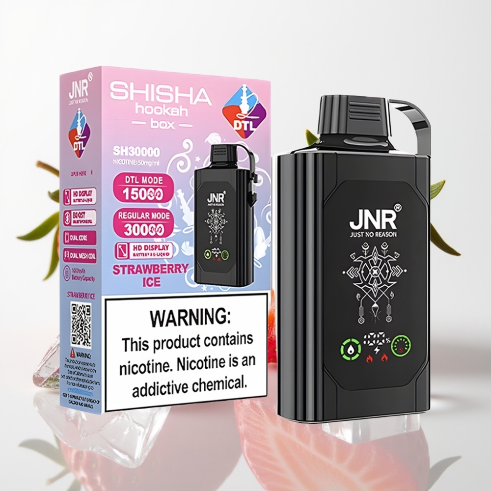 JNR Shisha Hookah Box 20500 Puffs - Fresa Helada Dual Mesh Tipo-C 25ml