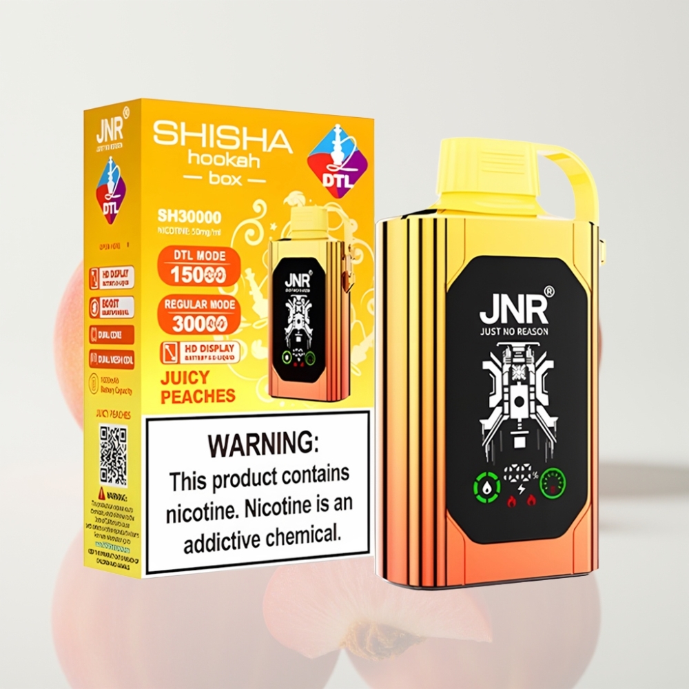 JNR Shisha Hookah Box 20500 Puffs - Melocotones Jugosos Pantalla HD Carga Tipo-C